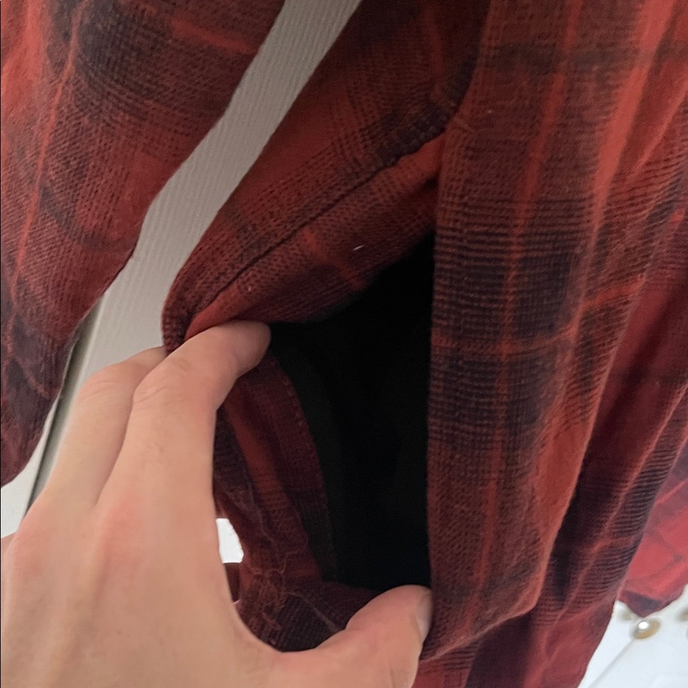 Dickies Hooded Flannel Shirt Jacket Size Large In Rust And Black - Picture 6 of 12
